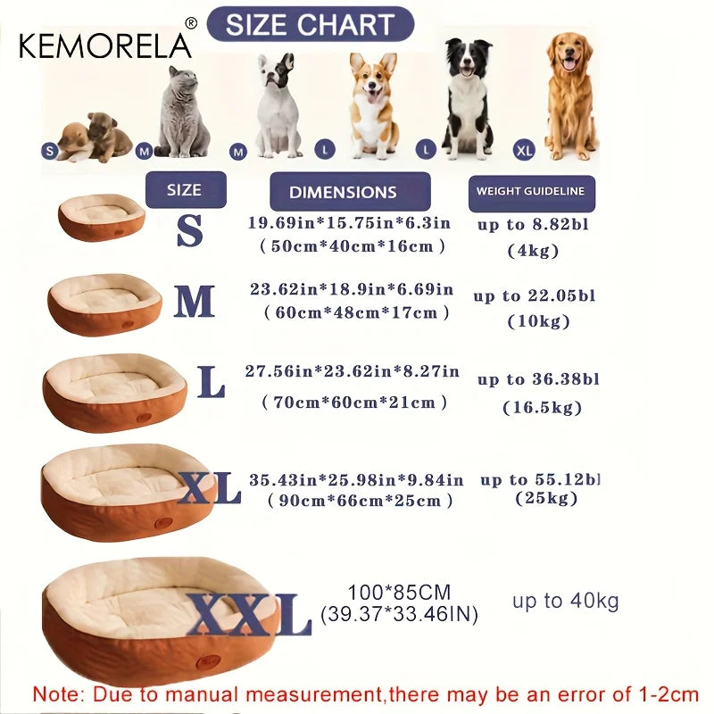 Plüsch-Oval-Haustierbett für Hunde und Katzen