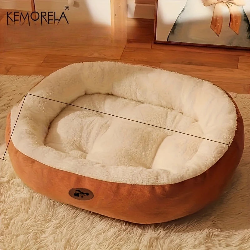Plüsch-Oval-Haustierbett für Hunde und Katzen
