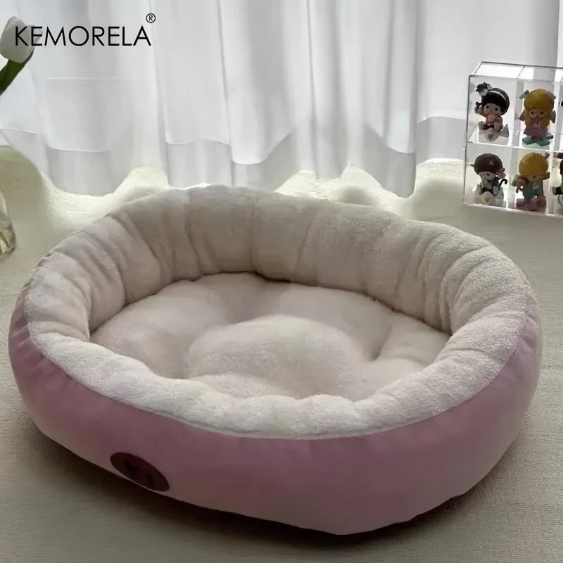 Plüsch-Oval-Haustierbett für Hunde und Katzen
