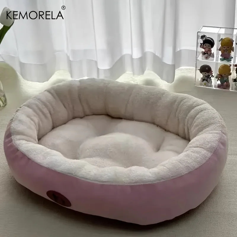 Plüsch-Oval-Haustierbett für Hunde und Katzen