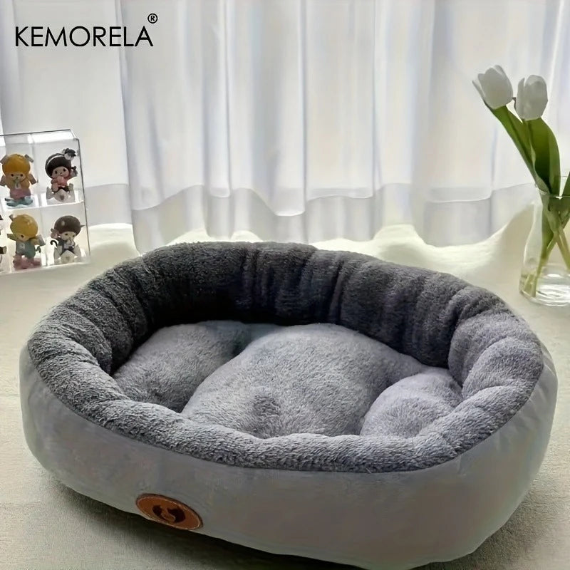 Plüsch-Oval-Haustierbett für Hunde und Katzen